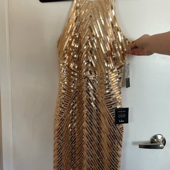 NWT Lulu’s Gold Sequin Bodycon Party Dress, Small - Picture 7 of 7